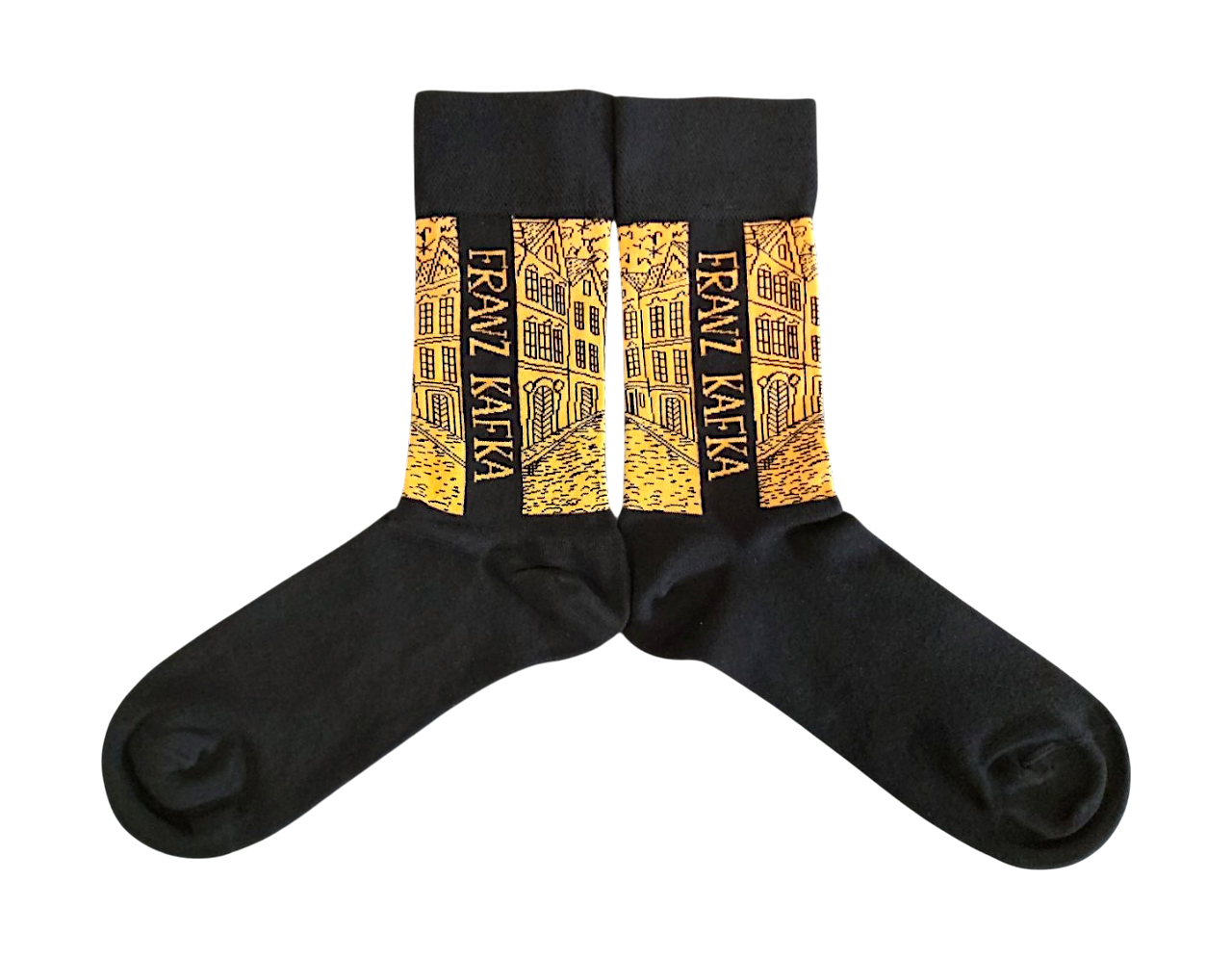 Franz Kafka Walking - Black/Orange Socks
