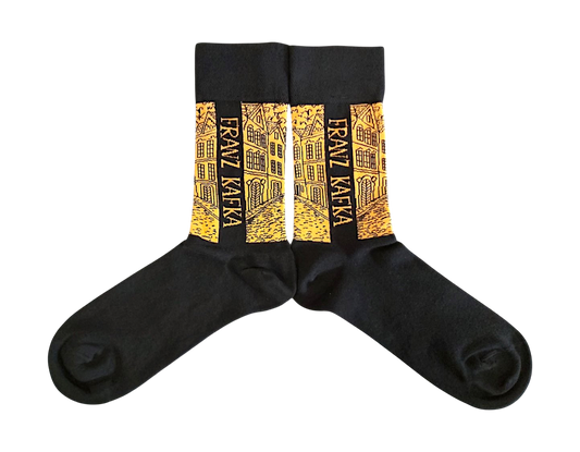 Franz Kafka Walking - Black/Orange Socks
