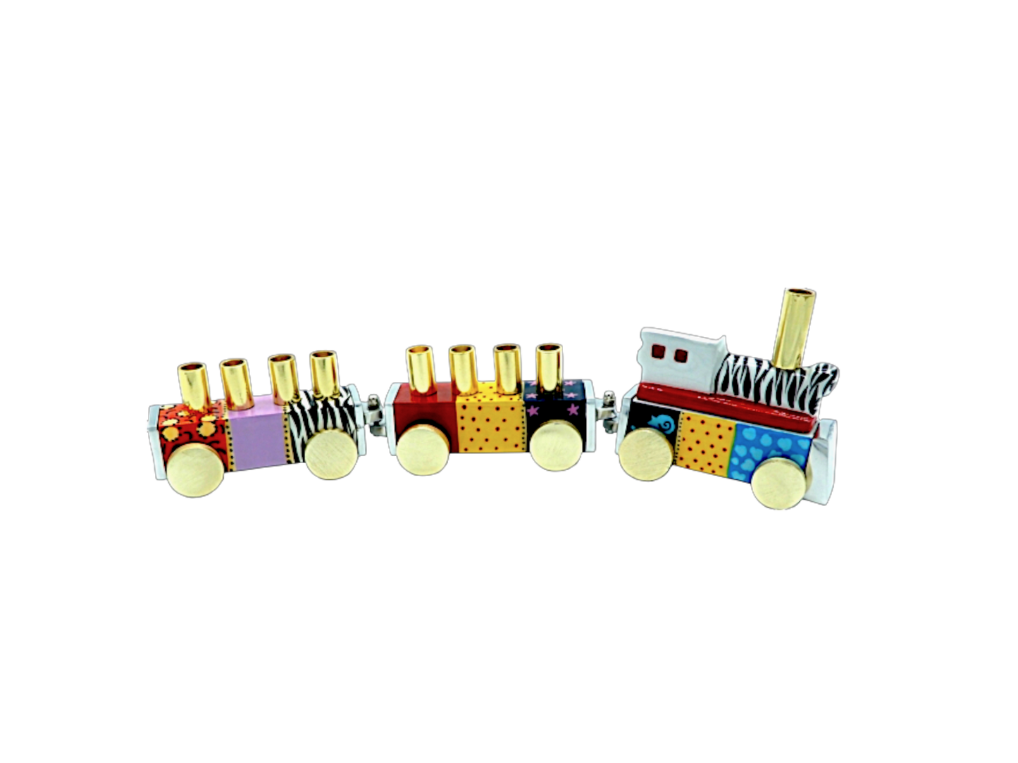 Chanukový svícen - veselý různobarevný vláček