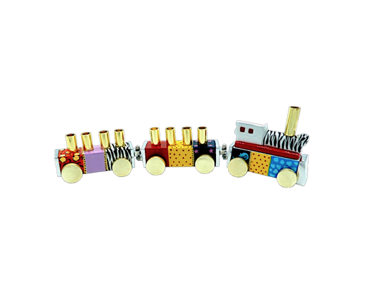 Chanukový svícen - veselý různobarevný vláček