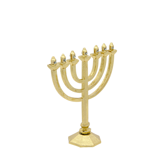 Crystal Mini-Menorah - Gold plated - Black Diamond
