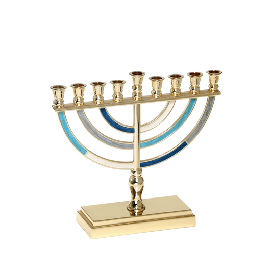 Chanukiah Menorah Golden Colour - Blue Tones