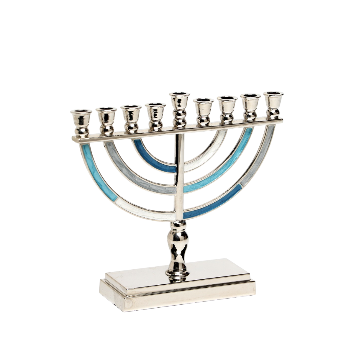 Chanukiah Menorah Silver Colour - Blue Tones