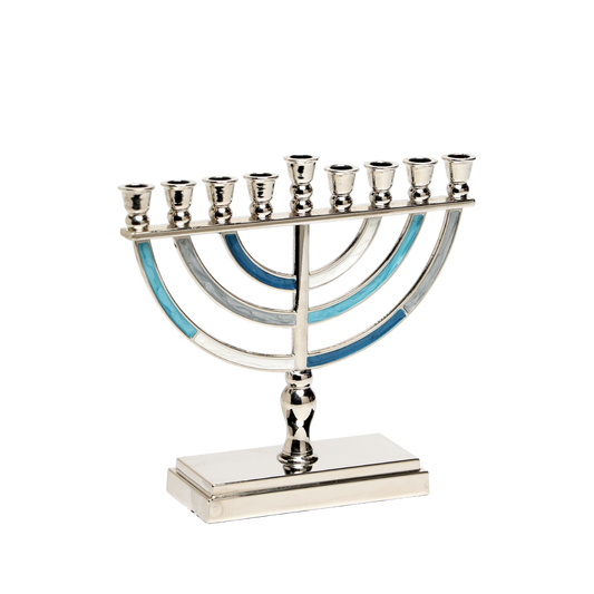 Chanukiah Menorah Silver Colour - Blue Tones
