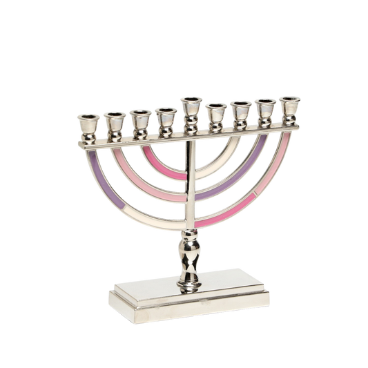 Chanukiah Menorah Silver Colour - Pink - Purple