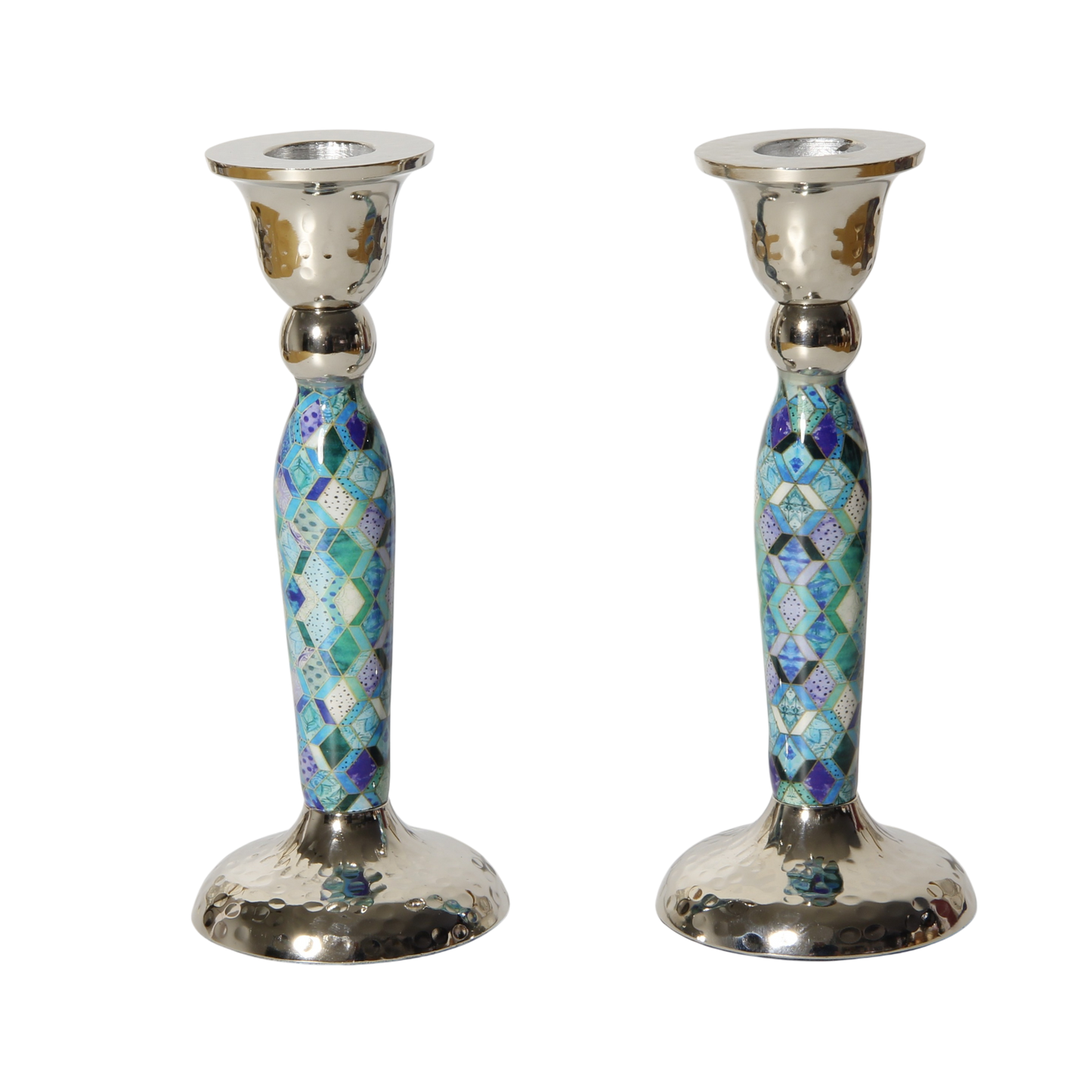 Tall candlesticks - Blue shapes