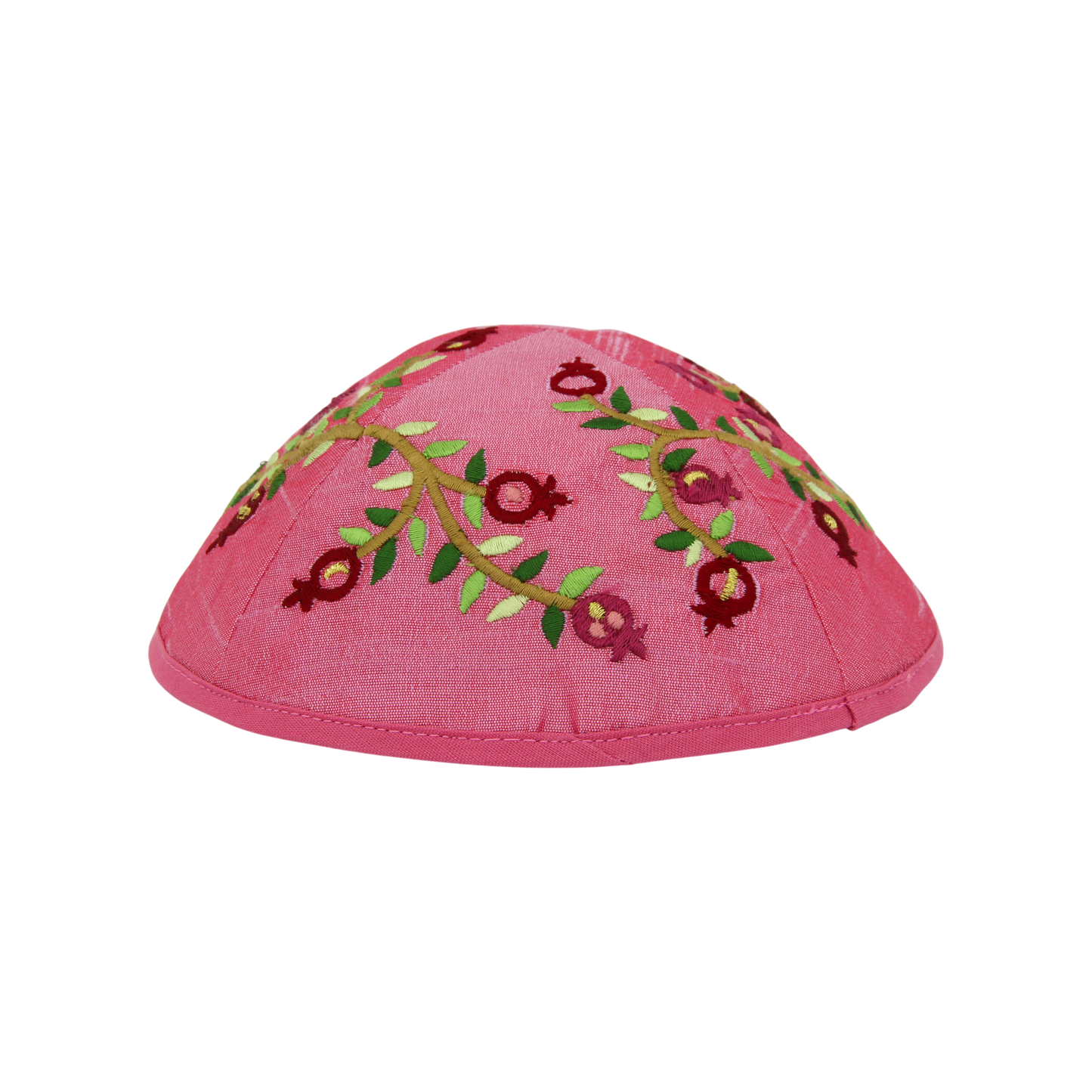 Kippah Emanuel - Embroidered - Pomegranates - Pink