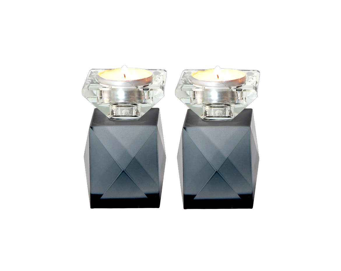 Crystal Shabbat Candlestick - Dark