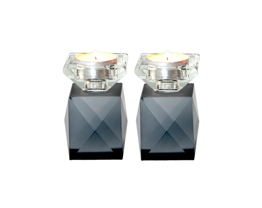 Crystal Shabbat Candlestick - Dark