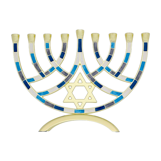 Chanukiah Menorah Star of David - Blue