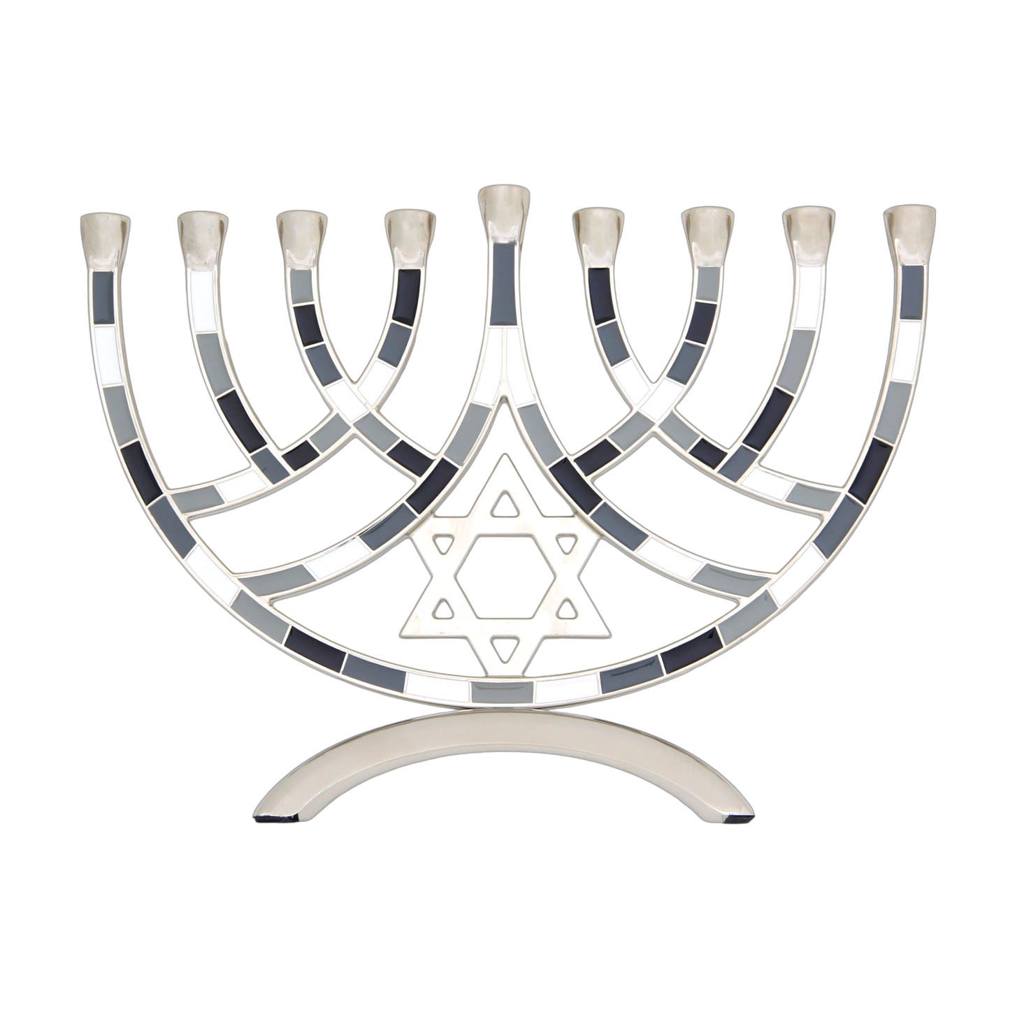 Chanukiah Menorah Star of David - Grey - Black