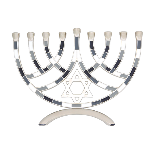 Chanukiah Menorah Star of David - Grey - Black