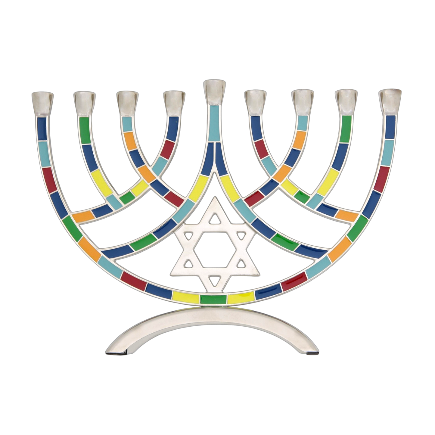 Chanukový svícen s Davidovou hvězdou - vícebarevný