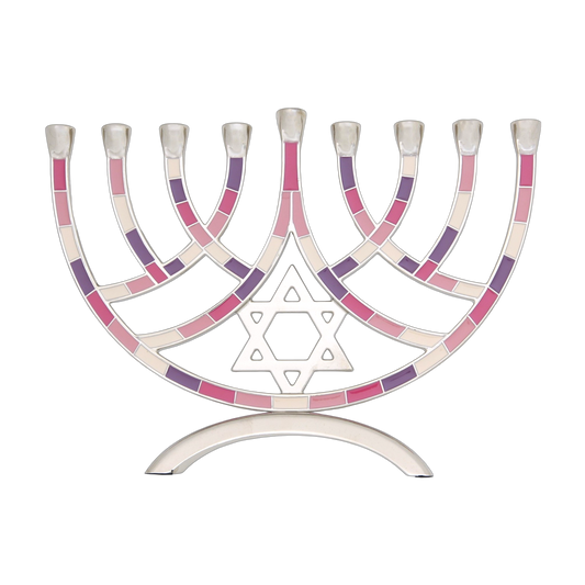 Chanukiah Menorah Star of David - Pink-Purple 1